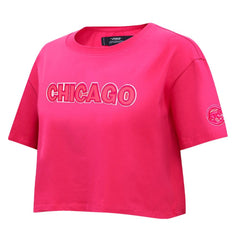 Chicago Cubs Pro Standard Women's Triple Pink Boxy Cropped T-Shirt - MLB