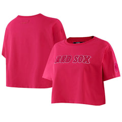 Boston Red Sox Pro Standard Women's Triple Pink Boxy Cropped T-Shirt - MLB