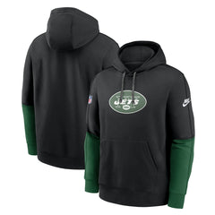 New York Jets Throwback Logo Club Tri-Blend Pullover Hoodie Black | Nike for Sale