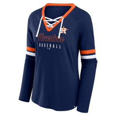 Houston Astros Fanatics Women's Won & Done Raglan Lace-Up Long Sleeve T-Shirt - MLB