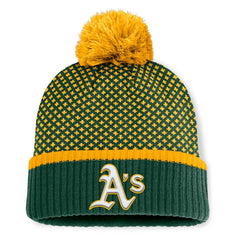 Athletics Fanatics Women's Fundamental Jacquard Cuffed Knit Hat with Pom - MLB