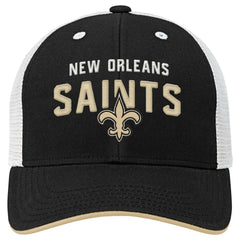 New Orleans Saints Youth Core Lockup Trucker Adjustable Hat Black | NFL