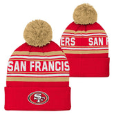 San Francisco 49ers Youth Jacquard Cuffed Knit Hat with Pom Scarlet | NFL