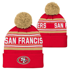 San Francisco 49ers Youth Jacquard Cuffed Knit Hat with Pom Scarlet | NFL