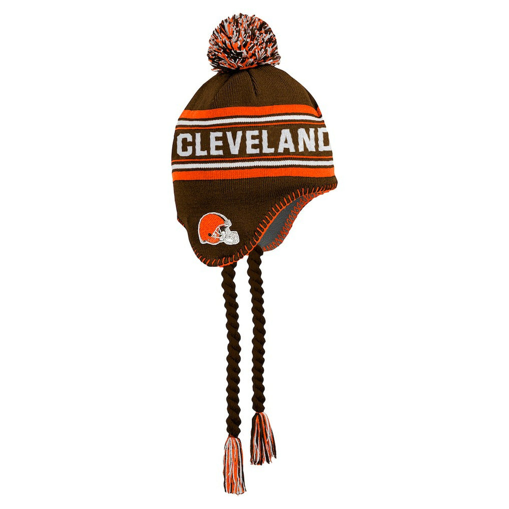 Cleveland Browns Youth Jacquard Tassel Knit Hat with Pom Brown | NFL
