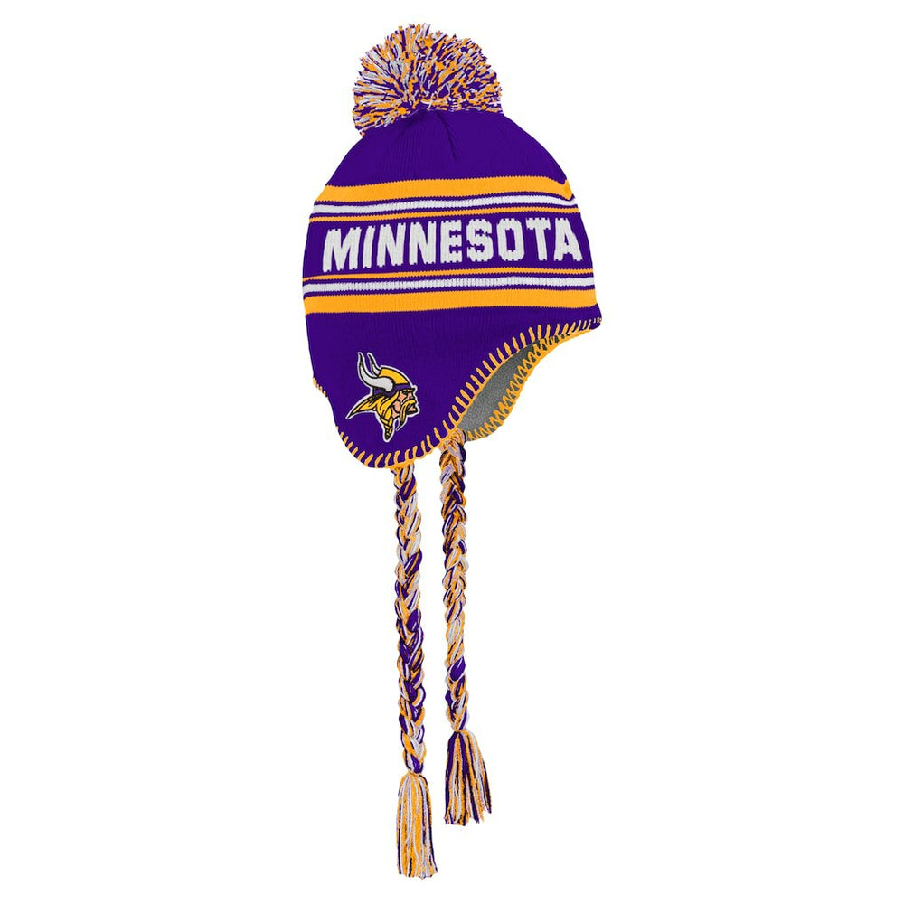 Minnesota Vikings Youth Jacquard Tassel Knit Hat with Pom Purple | NFL