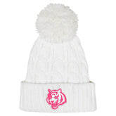 Cincinnati Bengals Girls Youth Cable Cuffed Knit Hat with Pom White | NFL