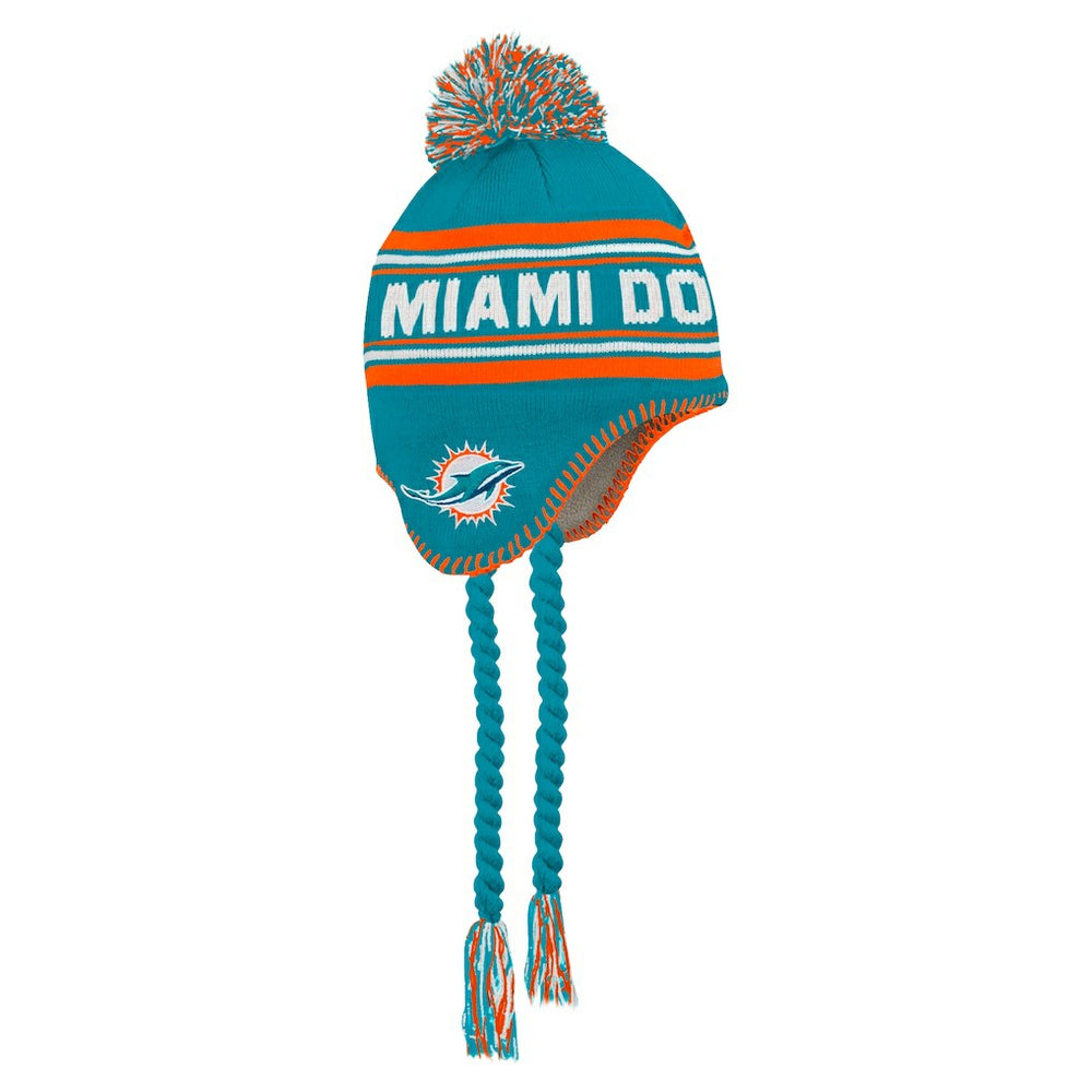 Miami Dolphins Preschool Jacquard Tassel Knit Hat with Pom Aqua | NFL