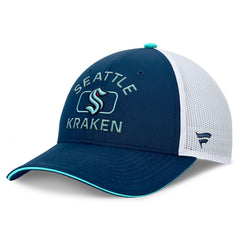 Seattle Kraken Fanatics Authentic Pro Rink Trucker Hat - Deep Sea Blue/White - NHL