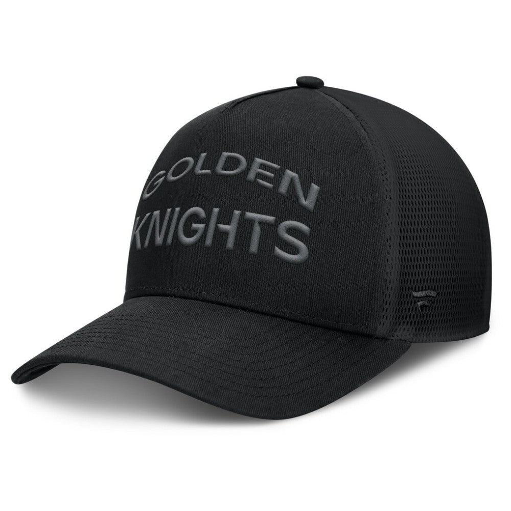 Vegas Golden Knights Fanatics Authentic Pro Road Stack Text A-Frame Adjustable Hat - Black - NHL