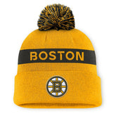 Boston Bruins Fanatics Women's Authentic Pro Rink Cuffed Knit Hat with Pom - Gold/Black - NHL