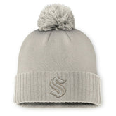 Seattle Kraken Fanatics Women's Authentic Pro Road Cuffed Knit Hat with Pom - Tan - NHL