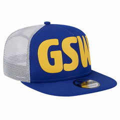 Golden State Warriors Puff Print Team Code A-Frame 9FIFTY Trucker Snapback Hat Royal - NBA