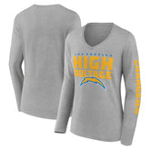 Los Angeles Chargers Hometown Sweep Long Sleeve V-Neck T-Shirt Heather Gray | Fanatics
