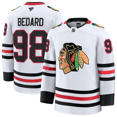 Connor Bedard Chicago Blackhawks Fanatics Away Premium Jersey - White - NHL