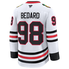 Connor Bedard Chicago Blackhawks Fanatics Away Premium Jersey - White - NHL