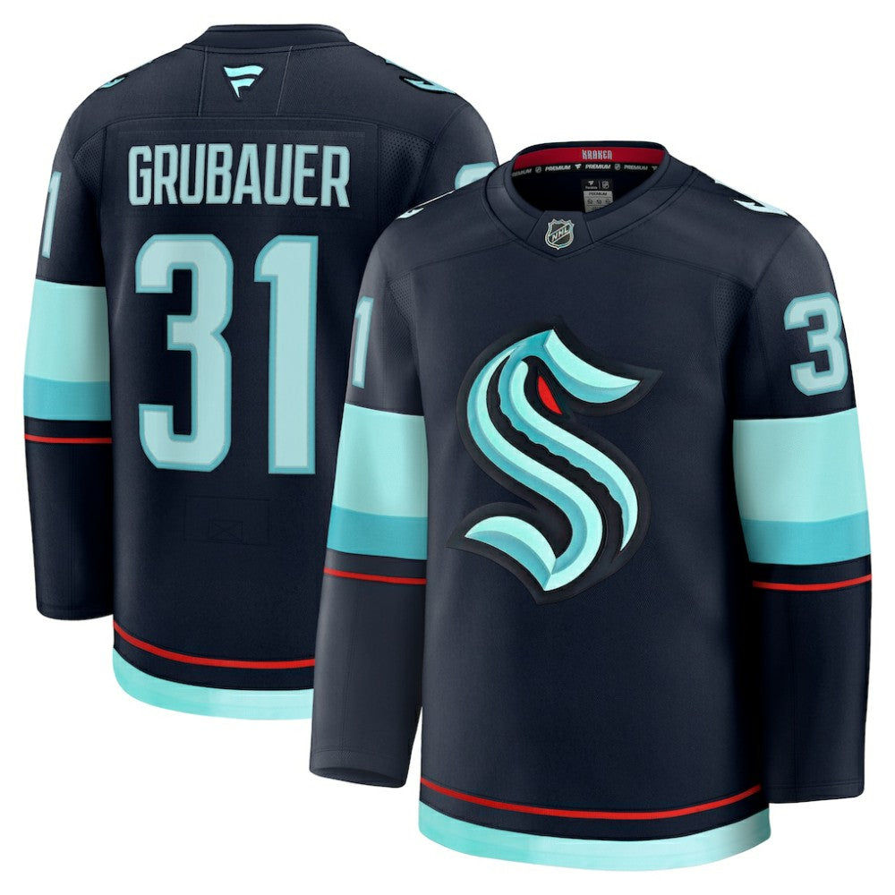Philipp Grubauer Seattle Kraken Fanatics Home Premium Jersey - Deep Sea Blue - NHL