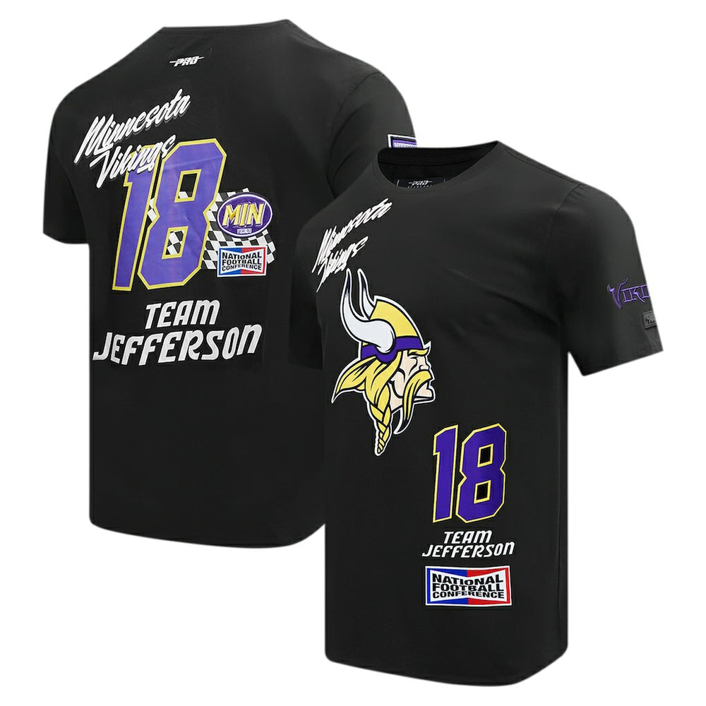 Justin Jefferson Minnesota Vikings Pro Standard Fast Lane Name & Number Player T-Shirt Black | NFL