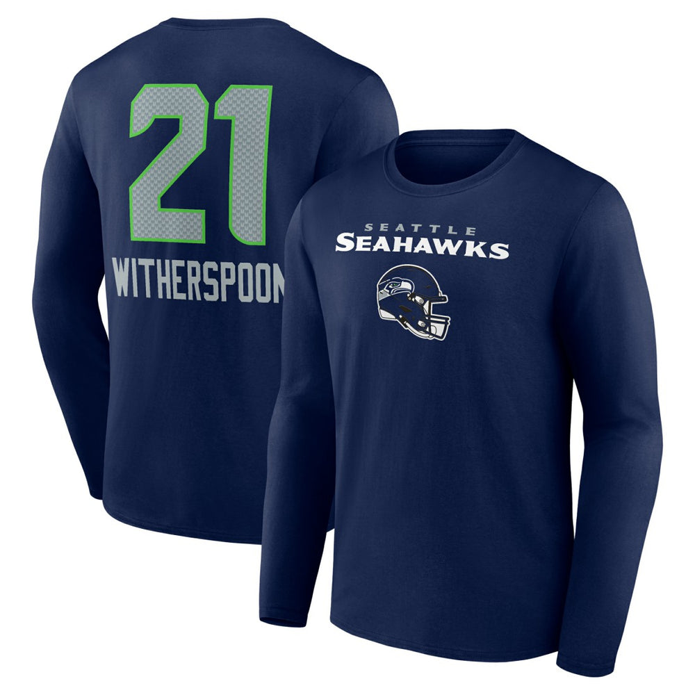 Devon Witherspoon Seattle Seahawks Team Wordmark Player Name & Number Long Sleeve T-Shirt College Navy | NFL