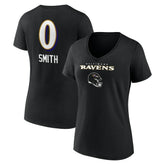Roquan Smith Baltimore Ravens Women's Team Wordmark Player Name & Number V-Neck T-Shirt Black | NFL
