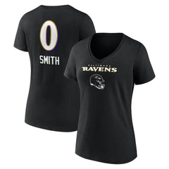 Roquan Smith Baltimore Ravens Women's Team Wordmark Player Name & Number V-Neck T-Shirt Black | NFL