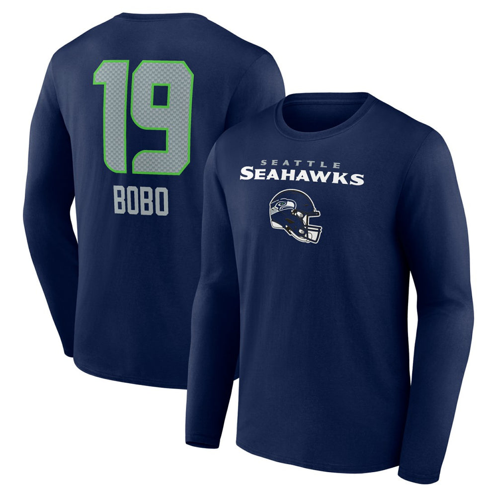 Jake Bobo Seattle Seahawks Team Wordmark Player Name & Number Long Sleeve T-Shirt College Navy | NFL