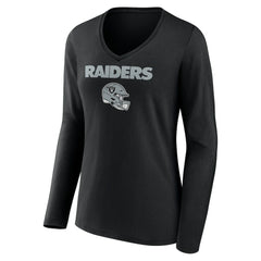 Tyree Wilson Las Vegas Raiders Women's Team Wordmark Player Name & Number Long Sleeve V-Neck T-Shirt Black | NFL
