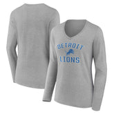 Detroit Lions Women's Victory Arch V-Neck Long Sleeve T-Shirt Gray | NFL