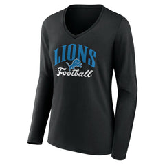 Detroit Lions Women's Victory Script V-Neck Long Sleeve T-Shirt Black | NFL