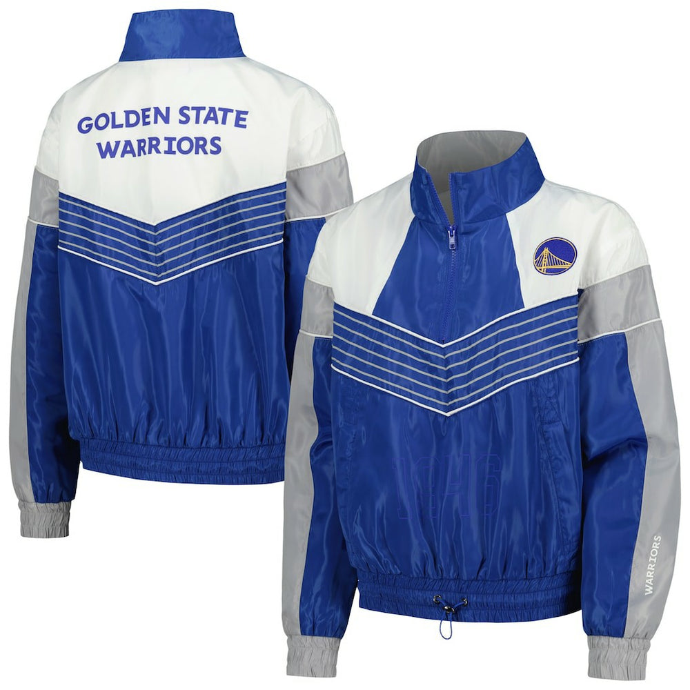 Golden State Warriors The Wild Collective Women's Courtside Half-Zip Track Jacket Royal - NBA