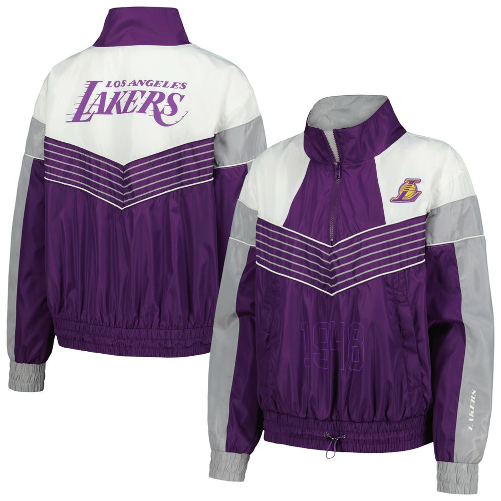Los Angeles Lakers The Wild Collective Women's Courtside Half-Zip Track Jacket Purple - NBA