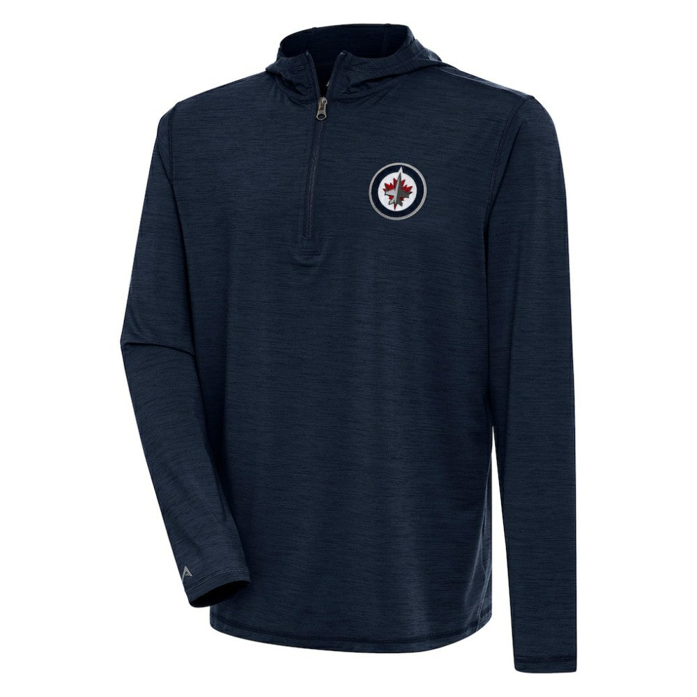 Winnipeg Jets Antigua Tidy Quarter-Zip Pullover Hoodie - Heather Navy - NHL
