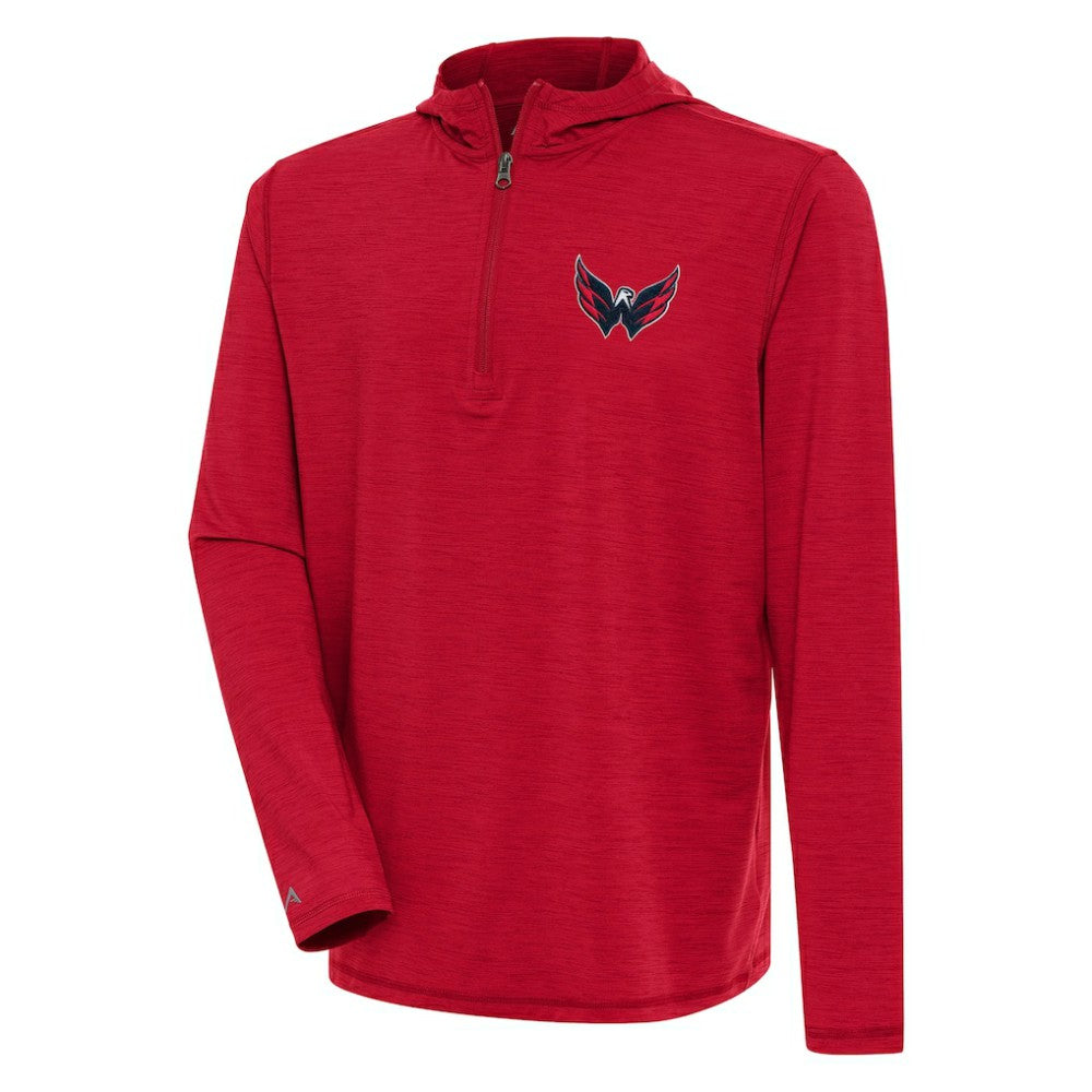 Washington Capitals Antigua Tidy Quarter-Zip Pullover Hoodie - Heather Red - NHL