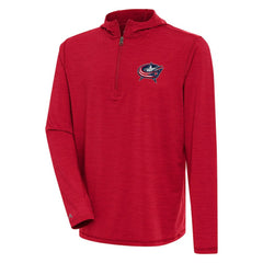 Columbus Blue Jackets Antigua Tidy Quarter-Zip Pullover Hoodie - Heather Red - NHL