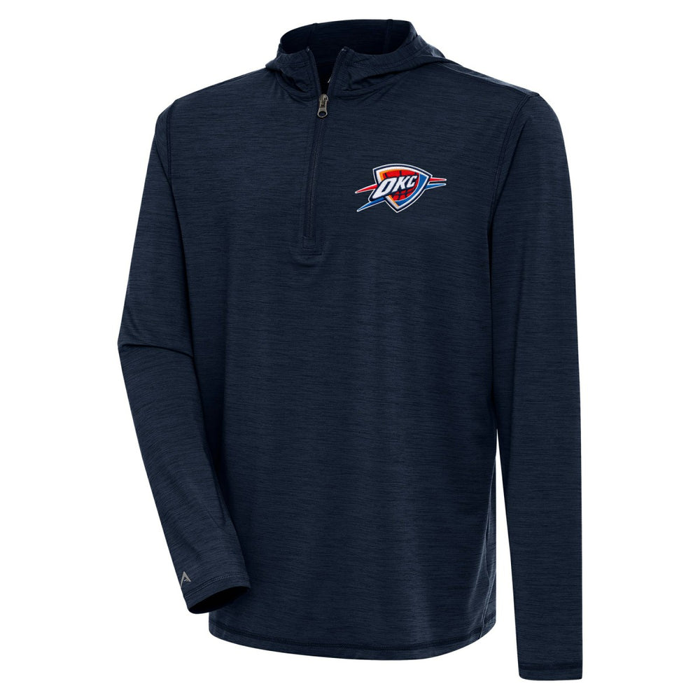 Oklahoma City Thunder Antigua Tidy Quarter-Zip Lightweight Pullover Top Heather Navy - NBA