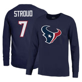 C.J. Stroud Houston Texans Majestic Threads Name & Number Long Sleeve T-Shirt – Navy | NFL