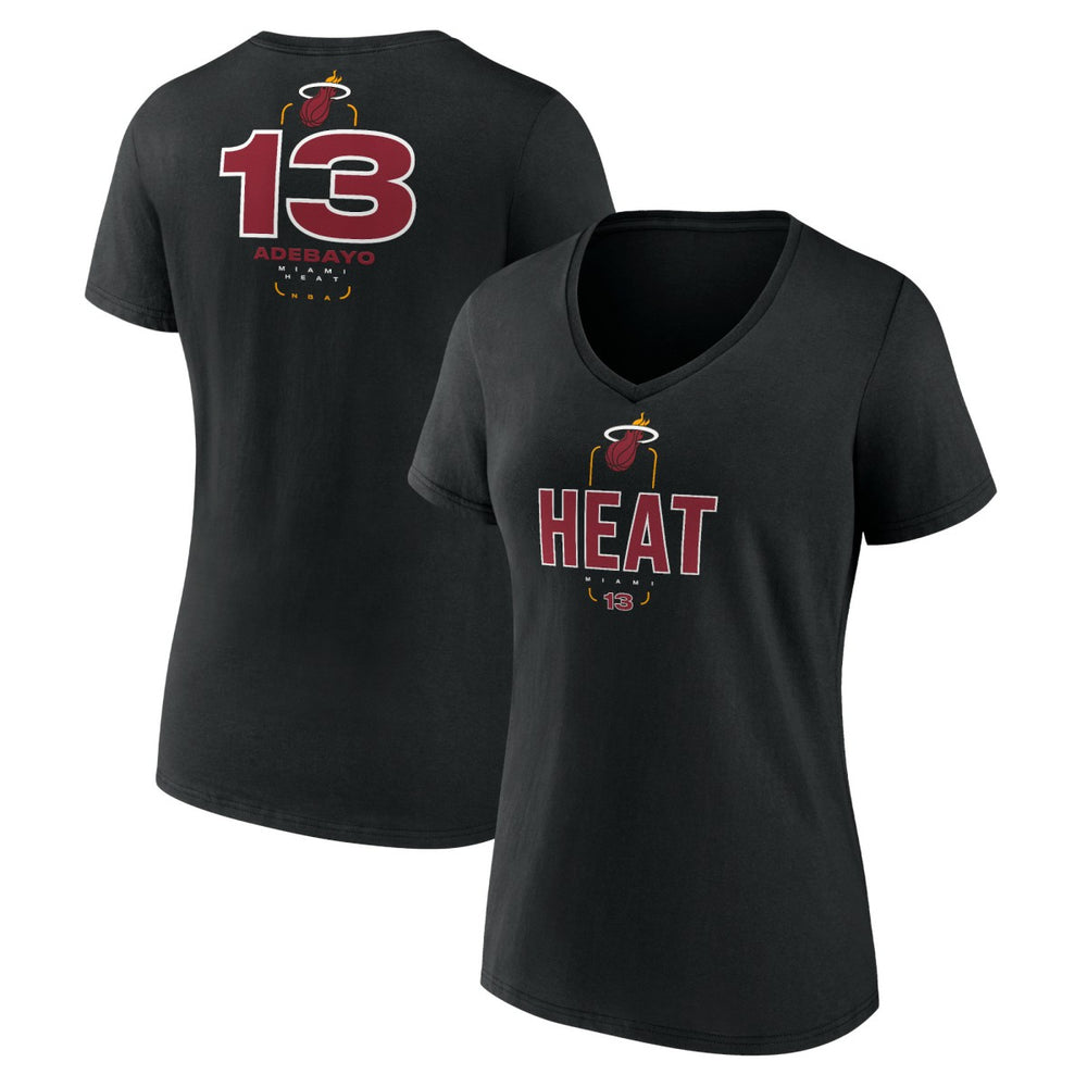 Bam Adebayo Miami Heat Women's Behind The Back Name & Number V-Neck T-Shirt Black - NBA