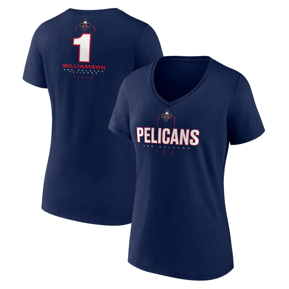 Zion Williamson New Orleans Pelicans Women's Behind The Back Name & Number V-Neck T-Shirt Navy - NBA