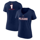 Zion Williamson New Orleans Pelicans Women's Behind The Back Name & Number V-Neck T-Shirt Navy - NBA