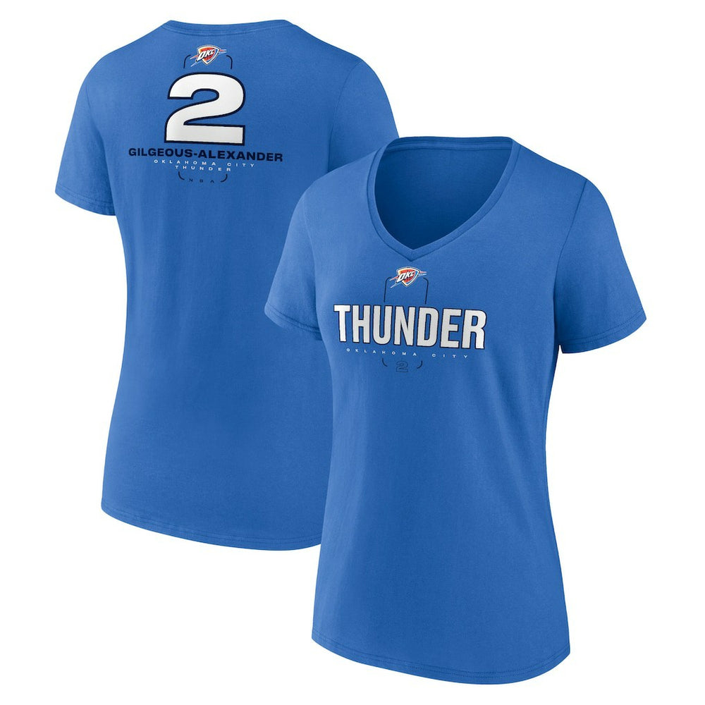 Shai Gilgeous-Alexander Oklahoma City Thunder Women's Behind The Back Name & Number V-Neck T-Shirt Blue - NBA