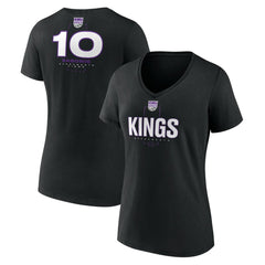 Domantas Sabonis Sacramento Kings Women's Behind The Back Name & Number V-Neck T-Shirt Black - NBA