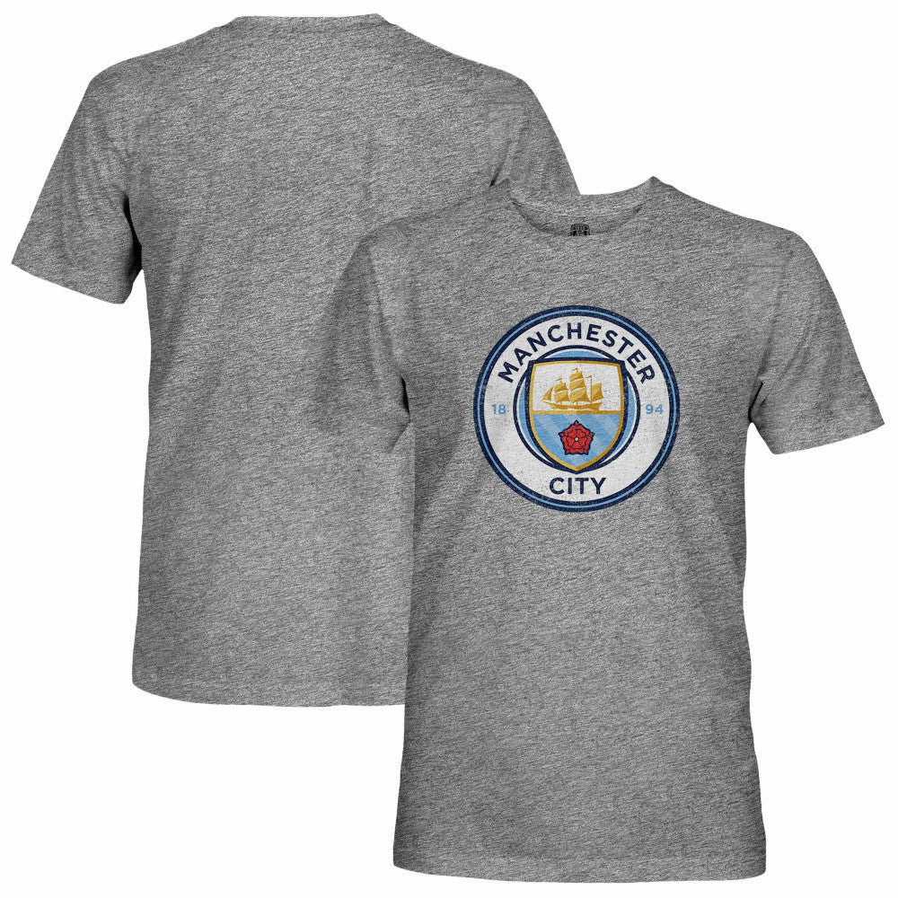 Manchester City 1863FC Tri-Blend Color Crest T-Shirt Heather Gray - FIFA World CUP