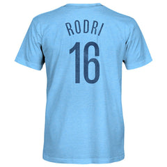 Rodrigo Manchester City 1863FC Player Name & Number Twisted Tri-Blend Slub T-Shirt Sky Blue - FIFA World CUP