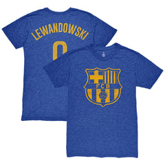 Robert Lewandowski Barcelona 1863FC Player Name & Number Twisted Tri-Blend Slub T-Shirt Heather Royal - FIFA World CUP