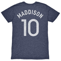 James Maddison Tottenham Hotspur 1863FC Player Name & Number Twisted Tri-Blend Slub T-Shirt Heather Navy - FIFA World CUP