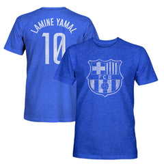 Lamine Yamal Barcelona 1863FC Player Name & Number Twisted Tri-Blend Slub T-Shirt Heather Royal - FIFA World CUP
