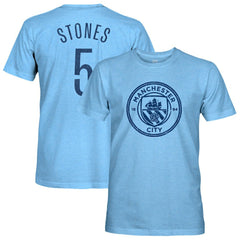 John Stones Manchester City 1863FC Player Name & Number Twisted Tri-Blend Slub T-Shirt Sky Blue - FIFA World CUP