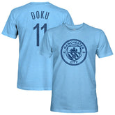 Jeremy Doku Manchester City 1863FC Player Name & Number Twisted Tri-Blend Slub T-Shirt Sky Blue - FIFA World CUP
