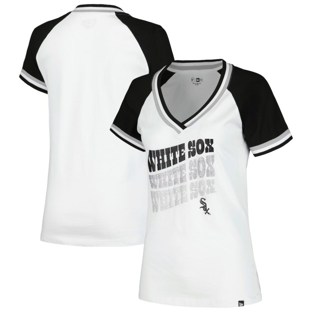 Chicago White Sox New Era Women's Jersey Double Binding Raglan V-Neck T-Shirt - MLB