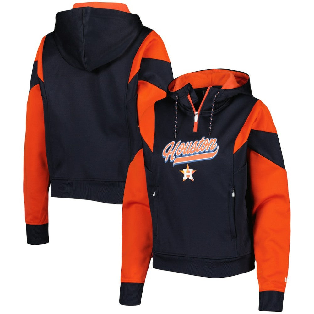 Houston Astros New Era Women's Color Block Fleece Quarter-Zip Hoodie - MLB